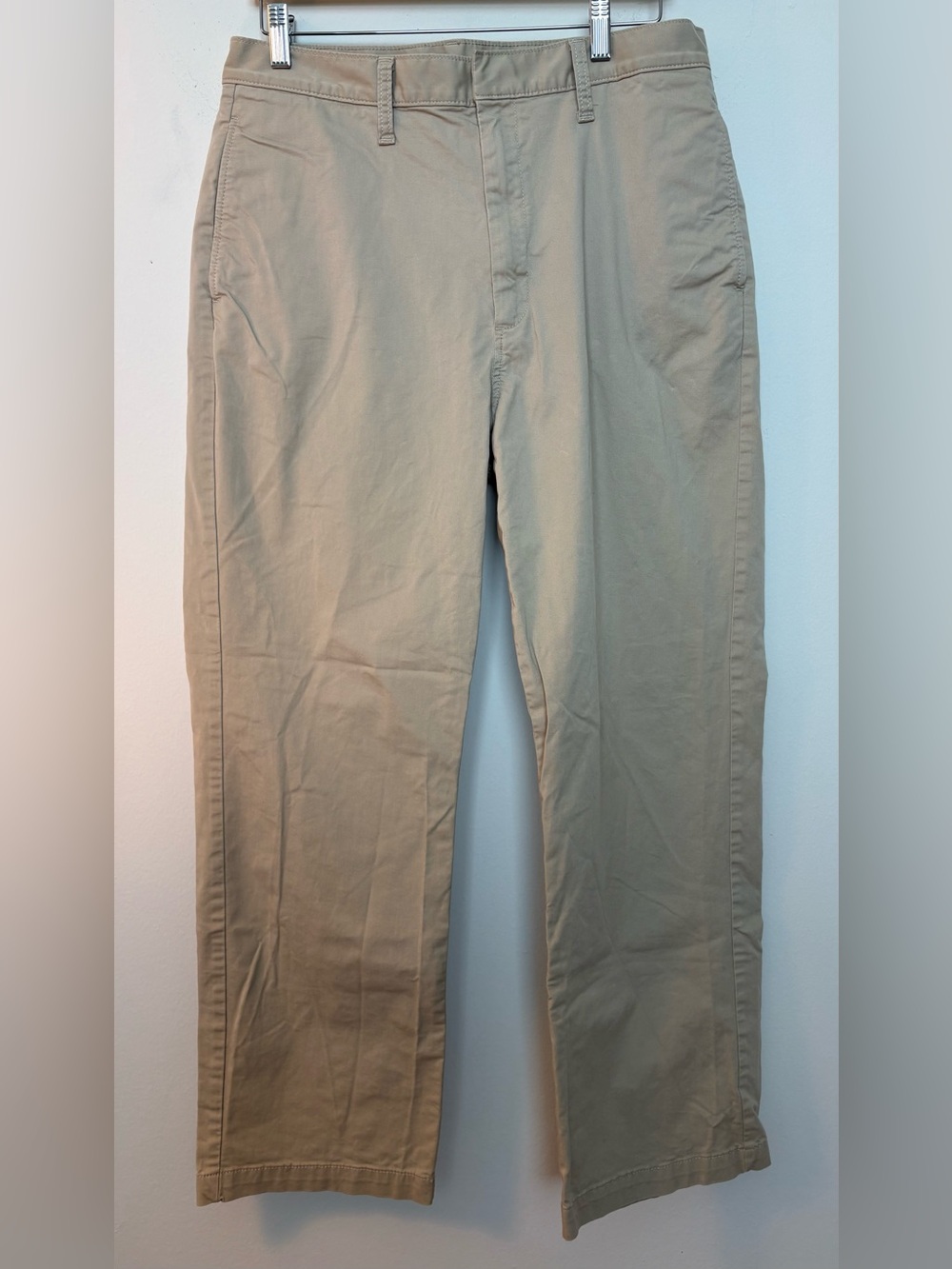 Calvin Klein Women’s Solid Khaki Flat Front Chino Pants Size 32 Sku #213